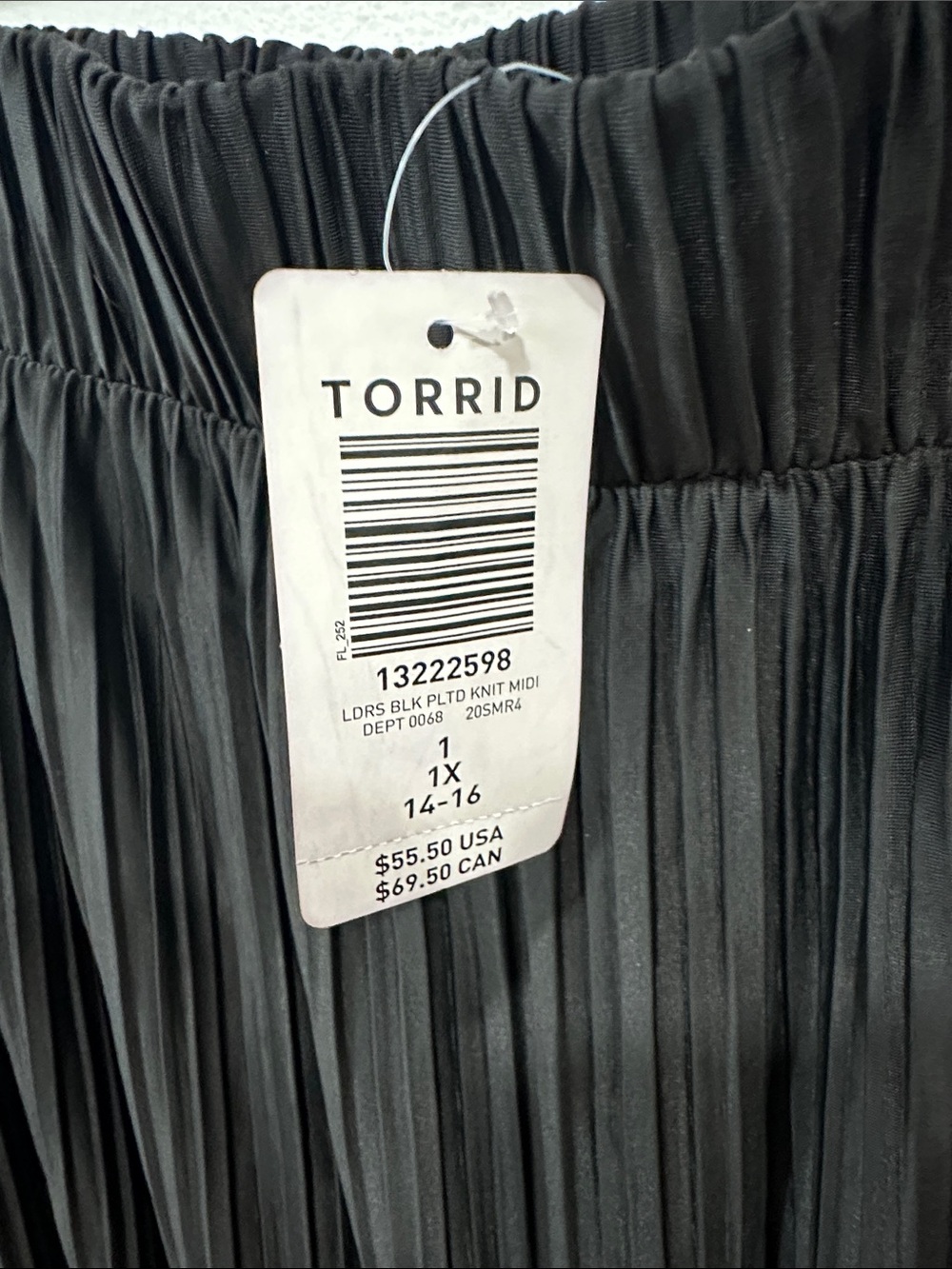 torrid Black Pleated Midi Skirt with Elastic Waist - Picture 2 of 4